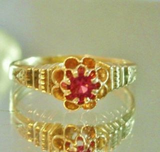 ladies ruby ring 14k gold ring size 5.  5 dainty vintage 2
