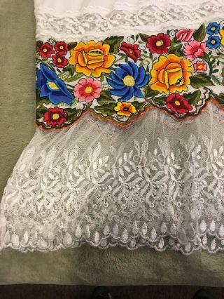 Large Vintage 60/70s Mexican Dress Floral Embroidered Festival Wedding 2