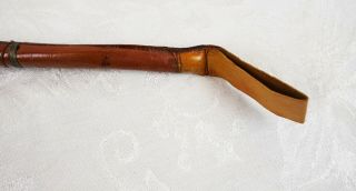 Vintage Antique Leather Carved Dog Head Horse Riding Crop Whip Brown Leather 4