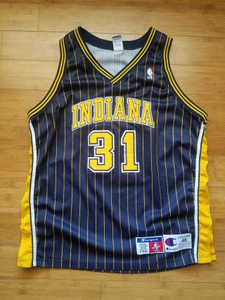 Vtg Mens Champion Indiana Pacers Reggie Miller Authentic Jersey Size 48