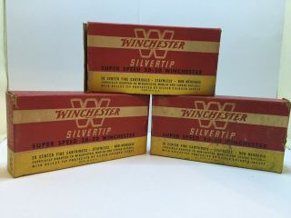 Empty Ammo Boxes - 3 Vintage Winchester Silvertip Speed 30 - 30 Winchester