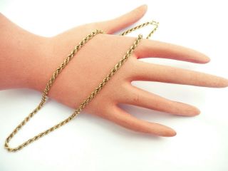 Vintage Solid 9ct Solid Gold Rope Twist Link Chain Necklace 18 Inches