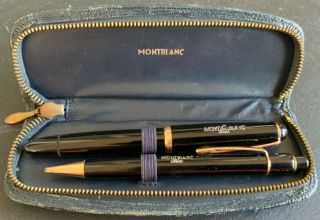 Vintage 50’s Montblanc Fountain 342 G & Pencil 392 Set Black And Gold With Case