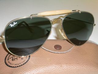 58[]14m Vintage B&l Ray Ban G15 Uv Arista - Gp Outdoorsman Aviator Sunglasses