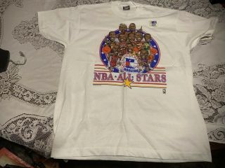 Vintage Nwt 89 Nba All Star Game Caricature T - Shirt Xl Salem