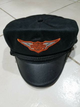 Vintage Harley Davidson Captains Motorcycle Riding Hat Cap Size Medium