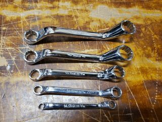 Vintage Snap On 5 Pc 12 Point Sae Deep Offset Short Box Wrench Set 1/4 " - 13/16 "