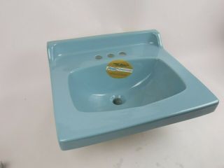 Blue Bathroom Sink Retro Blue 12 Square 19x17 Old Stock 12 - 224 Vintage