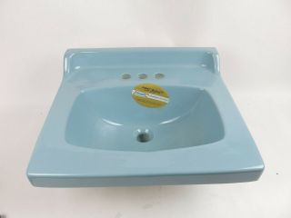 Blue Bathroom Sink Retro Blue 12 Square 19x17 old stock 12 - 224 Vintage 3