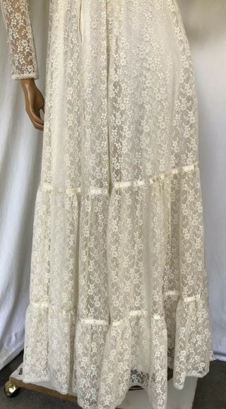 Vintage 70s Gunne Sax By Jessica Sm Wedding Dress Lace Peasant Prairie Boho Sz 7 4