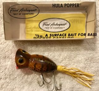 Fishing Lure Fred Arbogast Boxed Hula Popper Brown Parrot Tackle Box Crank Bait