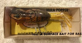 Fishing Lure Fred Arbogast Boxed Hula Popper Brown Parrot Tackle Box Crank Bait 6