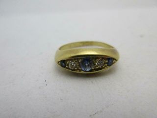 18ct Gold Corn Flower Sapphire & Diamond Ring Vintage Art Deco C1920.  Size M K205