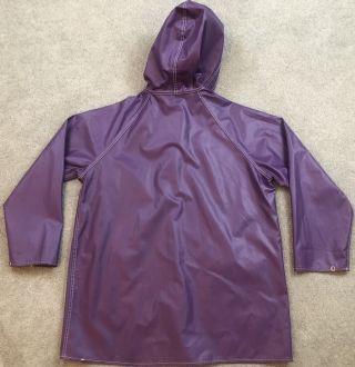 VTG PVC Vinyl Raincoat Hooded Rain Jacket Rain Slicker Whale Liner Shiny Purple 4