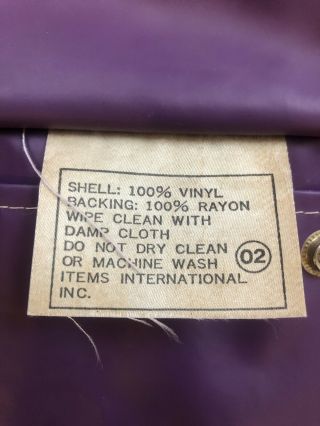VTG PVC Vinyl Raincoat Hooded Rain Jacket Rain Slicker Whale Liner Shiny Purple 6