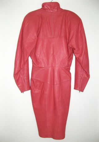 MICHAEL HOBAN NORTH BEACH LEATHER DRESS PINK ZIPPER FRONT Vintage 1980 ' s size S 4