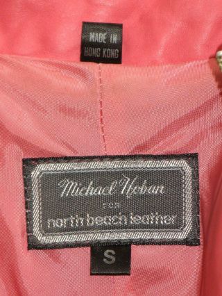 MICHAEL HOBAN NORTH BEACH LEATHER DRESS PINK ZIPPER FRONT Vintage 1980 ' s size S 5