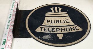 Vintage Public Telephone Double - Sided Phone Booth Sign