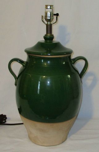 Vintage Rowe Pottery Large Green Crock Table Lamp