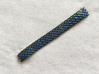 Striking Vintage Blue & Green Enamel Ciner Bracelet - Signed