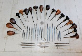 44 Total Vintage Engraving Tools,  Of Which 18 Have Handles,  Renard Vautier Stein