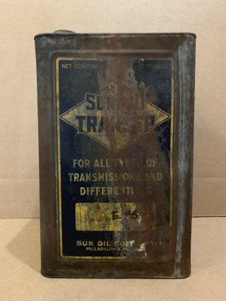 Vintage Sunoco Can Transep Oil Sun Tin Gas Sign Garage Pump Transmission 40 Lbs 3