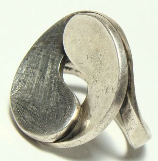 Lois Franke Warren Modernist Sterling Silver Ring “yin - Yang” Very Rare Size 9