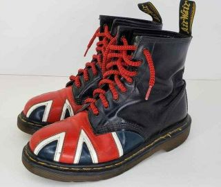 Vintage Doc Martens Boots 8 Eye Size Us 7.  5 Made In England British Flag Rare