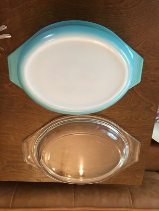 RARE HTF Vintage Pyrex SOLID Turquoise 043 First Production Of The 043 Unmarked 4