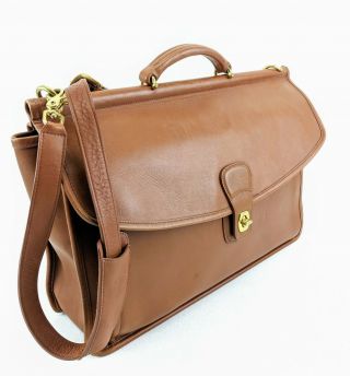 Vintage Coach Brown Leather Messenger Bag Laptop Briefcase