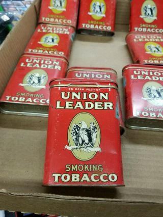 VINTAGE UNION LEADER SMOKING PIPE & CIGARETTE TOBACCO POCKET 10 CAN CONTAINERS 2