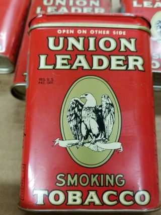 VINTAGE UNION LEADER SMOKING PIPE & CIGARETTE TOBACCO POCKET 10 CAN CONTAINERS 3