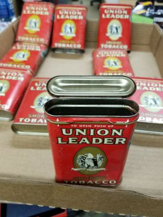 VINTAGE UNION LEADER SMOKING PIPE & CIGARETTE TOBACCO POCKET 10 CAN CONTAINERS 5