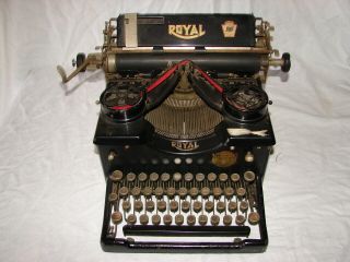 Vintage Royal Typewriter Cast Metal Frame Glass Side Inserts Writing Type