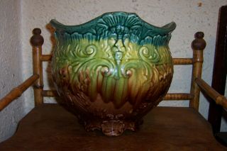 Vintage McCoy Pottery Lion Head Blended Glaze Large Jardiniere 3