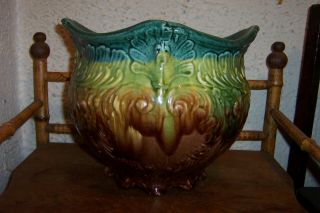 Vintage McCoy Pottery Lion Head Blended Glaze Large Jardiniere 4