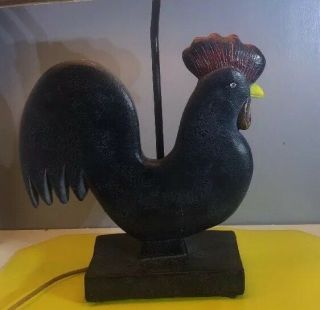 Vintage Tyndale Frederick Cooper Table Lamp Black Rooster Hen Chicken