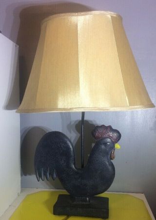 Vintage Tyndale Frederick Cooper Table Lamp Black Rooster Hen Chicken 2