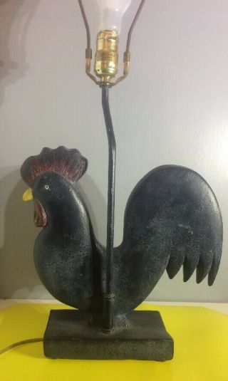 Vintage Tyndale Frederick Cooper Table Lamp Black Rooster Hen Chicken 7