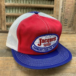 Vintage JACQUES SEEDS Mesh SnapBack Trucker Hat Cap Patch K BRAND Made In USA 2