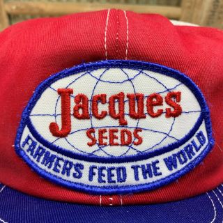 Vintage JACQUES SEEDS Mesh SnapBack Trucker Hat Cap Patch K BRAND Made In USA 3