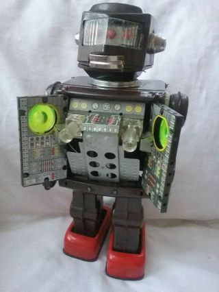 Vintage tin toy battery operated attacking martian robot horikawa japan repair 2