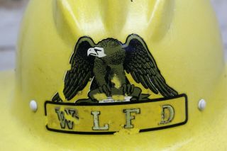 Vintage 1950 Hard Boiled E.  D.  Bullard Fiberglass Fire Fighter Helmet Hat WLFD 2