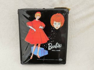 Black 1963 Mattel Barbie Doll Case With Orig Tag,  Clothes,  Brochures