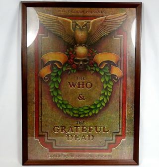 Vintage The Who & Grateful Dead Concert Poster 1976 Oakland CA Stadium Framed 2