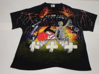 Vintage 1991 Metallica Black Album Concert T - Shirt X - Large Kill/master/lightning