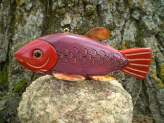 Jay Mcevers Fish Decoy Lure Fishing Fine Folk Art Carved Wood Rod Spearing Ice