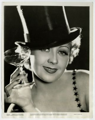 Joan Blondell Top Hat & Champagne Glass Vintage Art Deco Photograph Colleen 1936