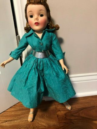 Rare 1950s Madame Alexander 20 " Shari Lewis Doll Tagged In Emerald Green Dress