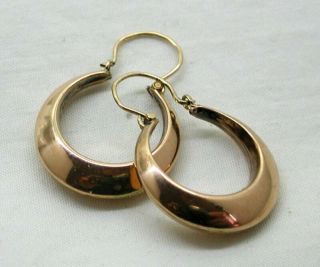 Vintage Small 9 Carat Rose Gold Hoop Earrings